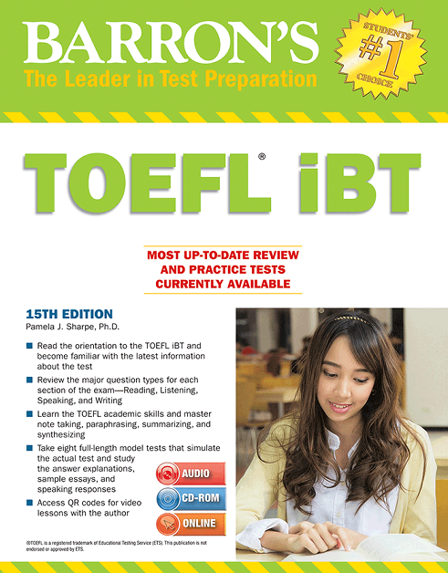 کتاب تافل بارونز آی بی تی ویرایش پانزدهم Barrons TOEFL iBT 15th+DVD