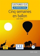 کتاب زبان Cinq semaines en ballon - Niveau 1/A1 + CD - 2eme edition